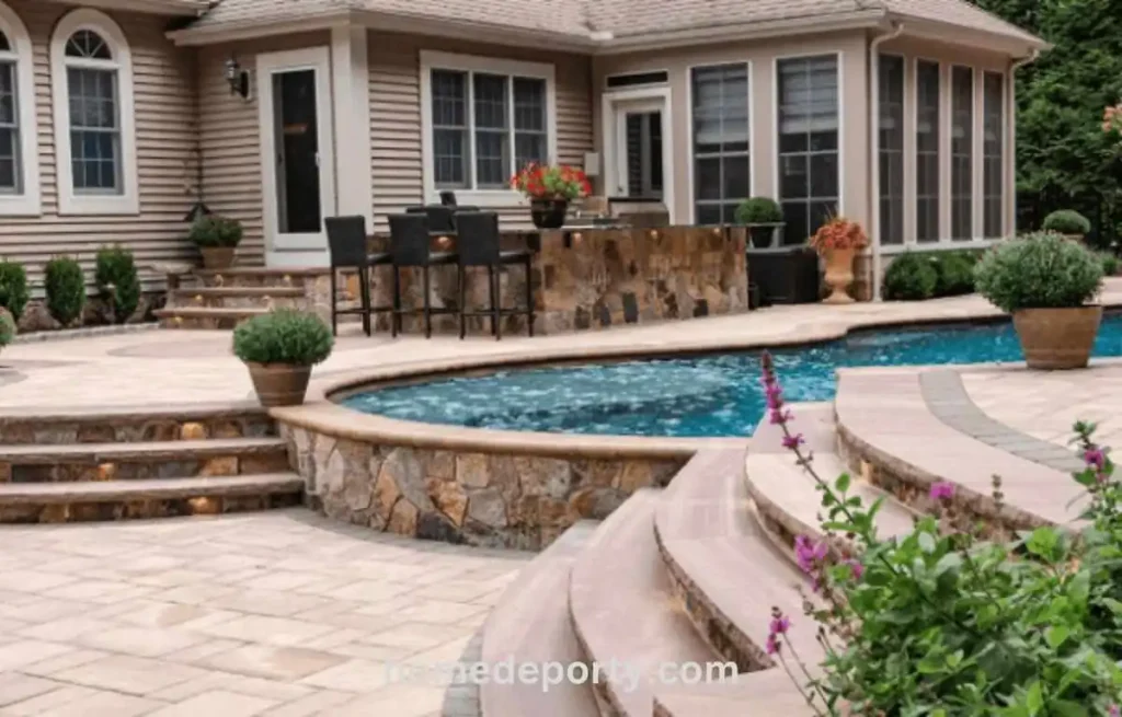 the Pool Retaining Wall Made of Stone